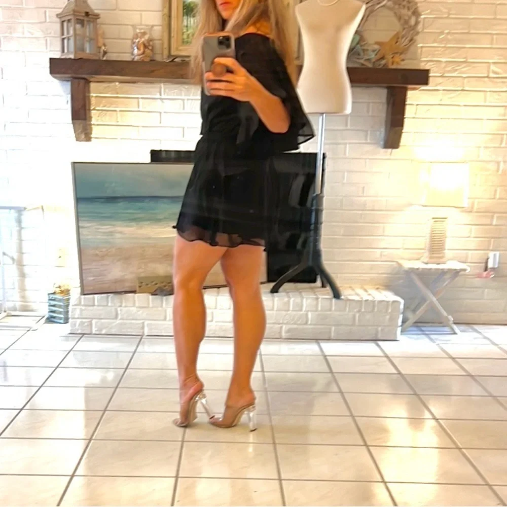 NWT,Endless Rose, Sext, Black Chiffon Romper w/Lightweight/Soft Ruffles, Size XS